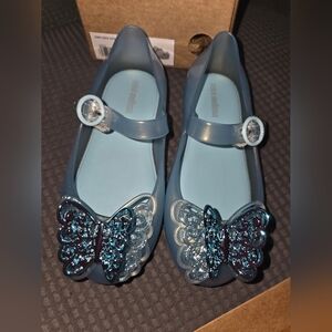 Mini Melissa Blue Butterfly Kids Shoes Size 10